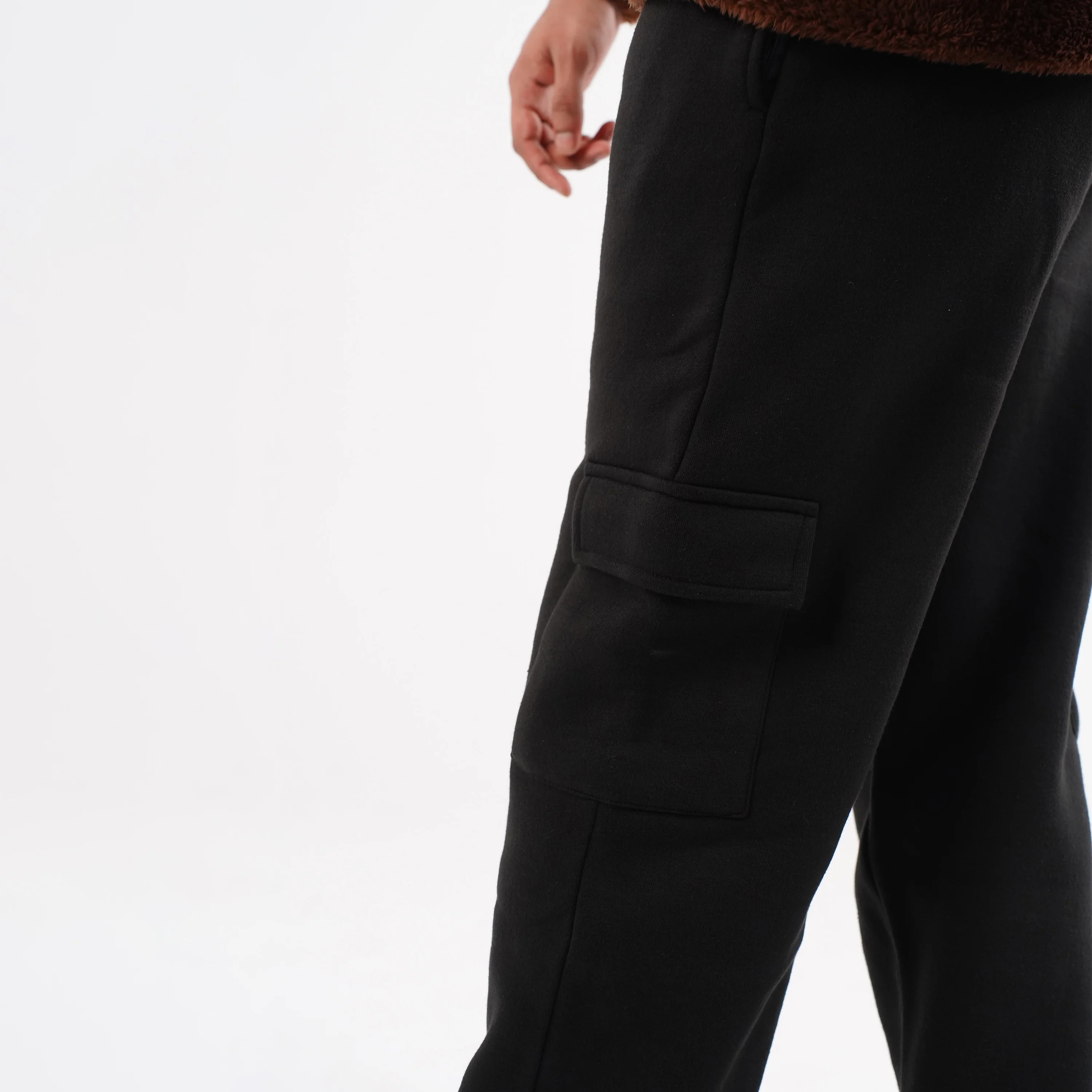 Black Cargo Trousers (Fleece) - Image 4