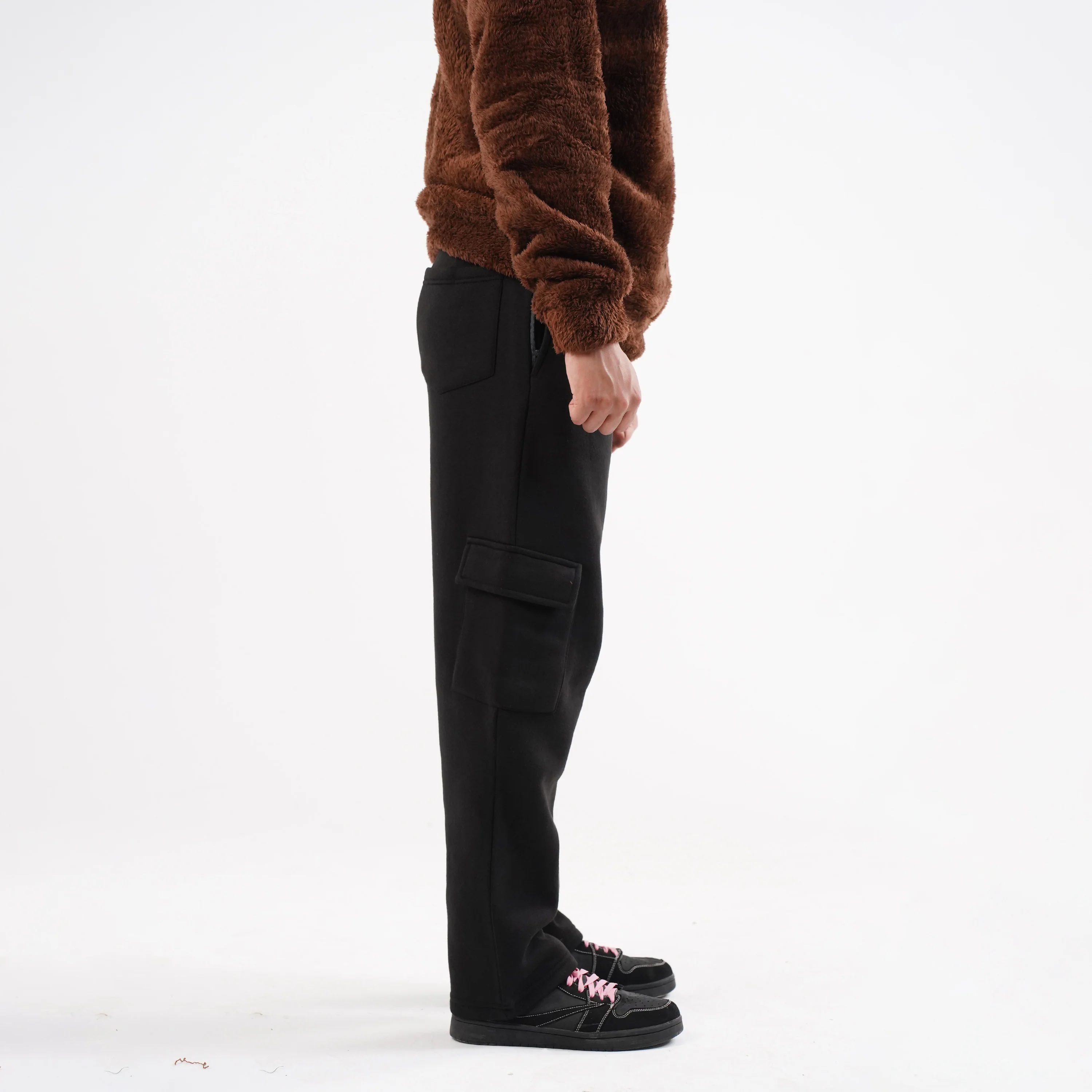 Black Cargo Trousers (Fleece) - Image 6