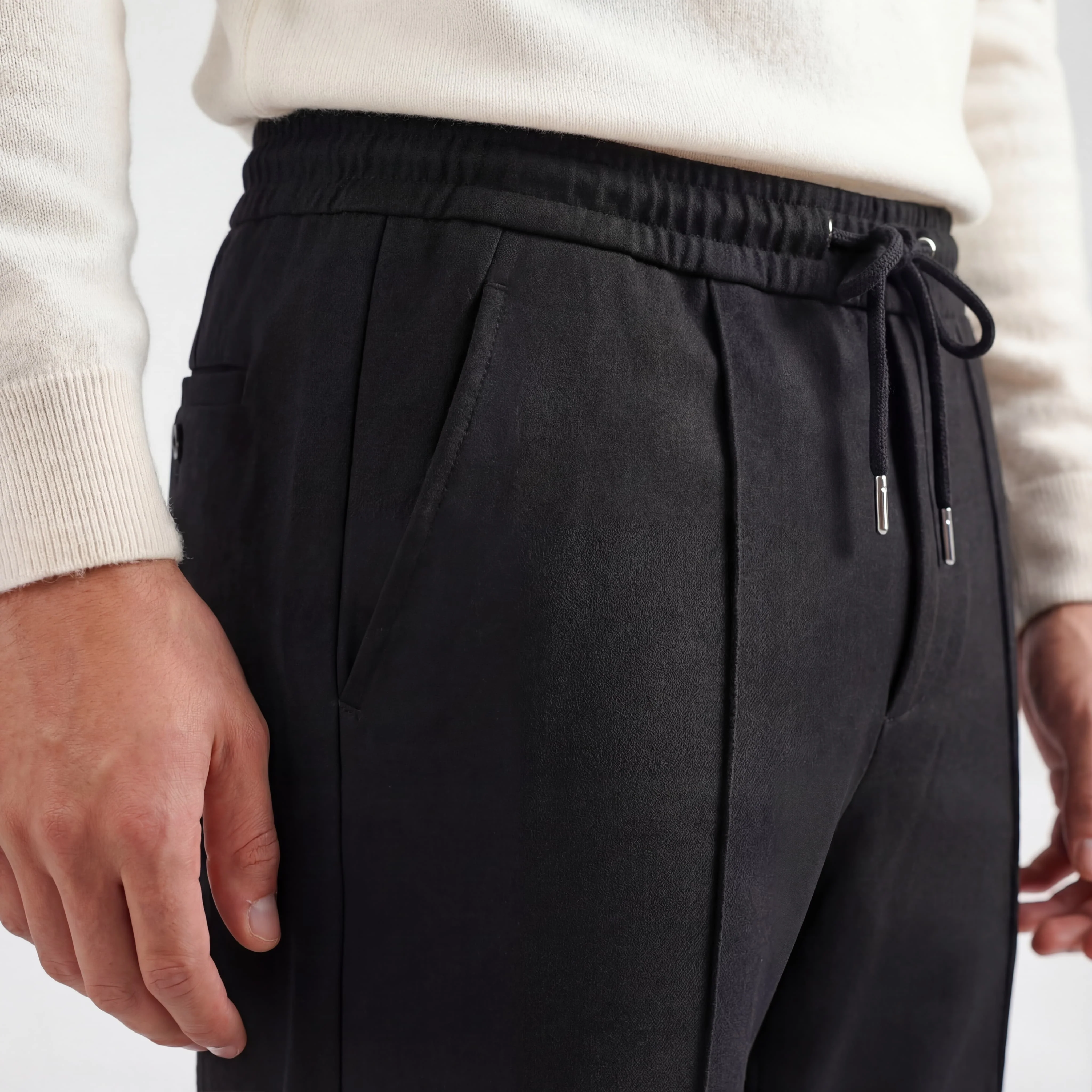 Black Pleated Trousers (Fleece) - Image 2