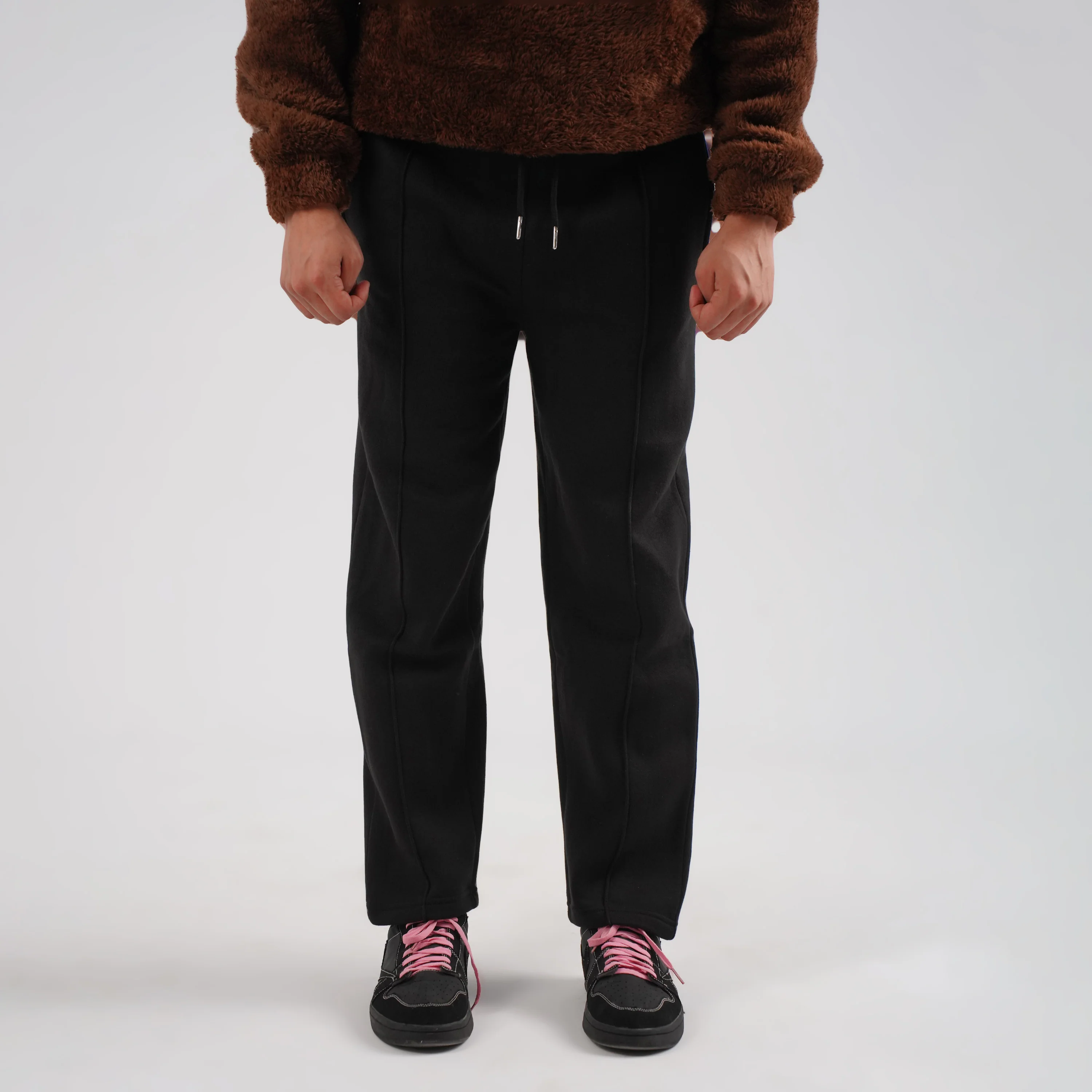 Black Pleated Trousers (Fleece) - Image 3