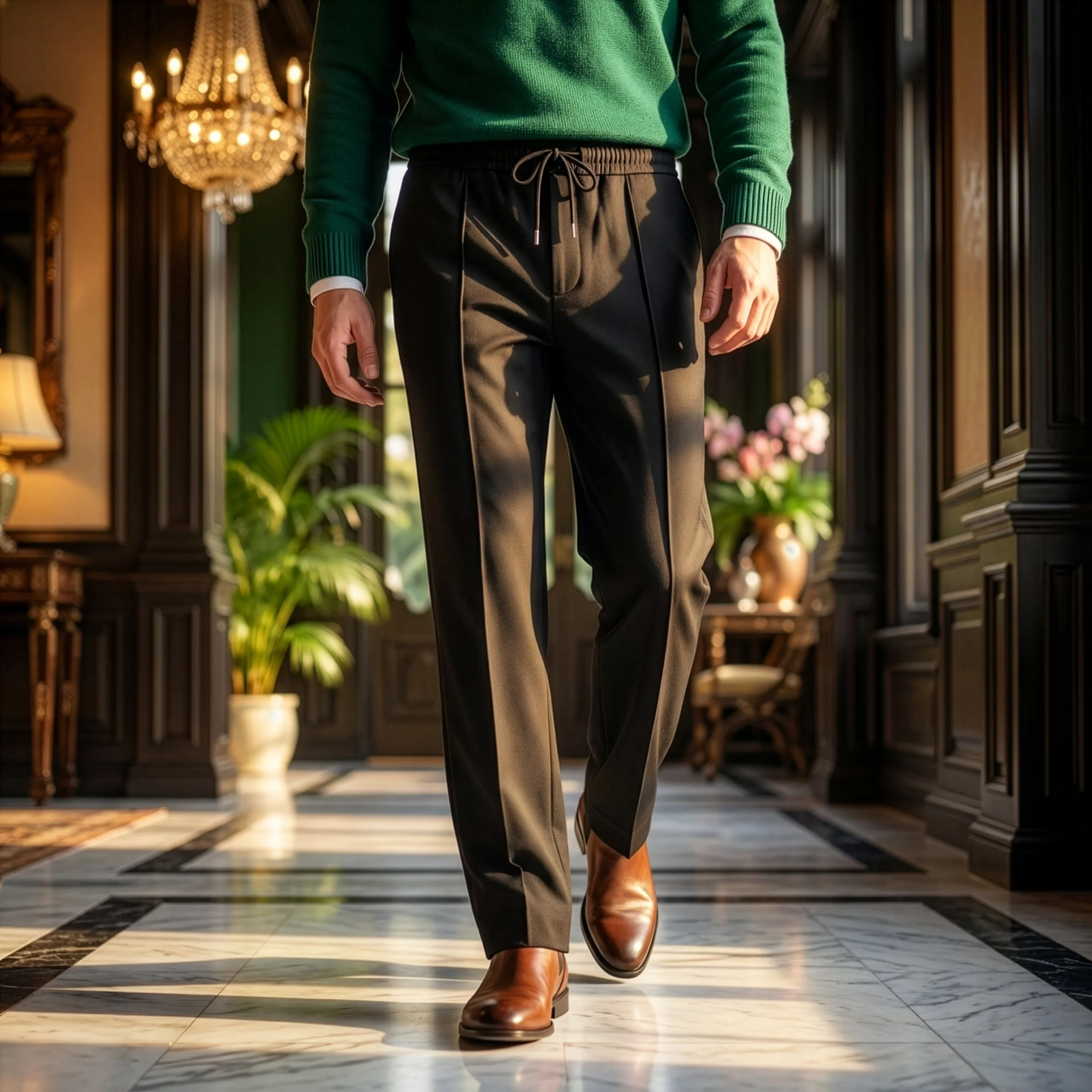 Black Pleated Trousers (Fleece) - Image 5