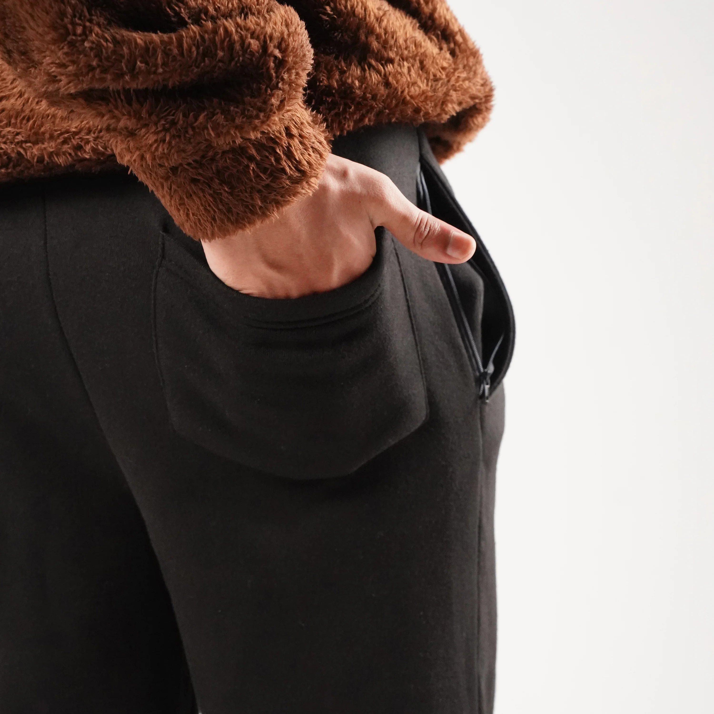Black Pleated Trousers (Fleece) - Image 8