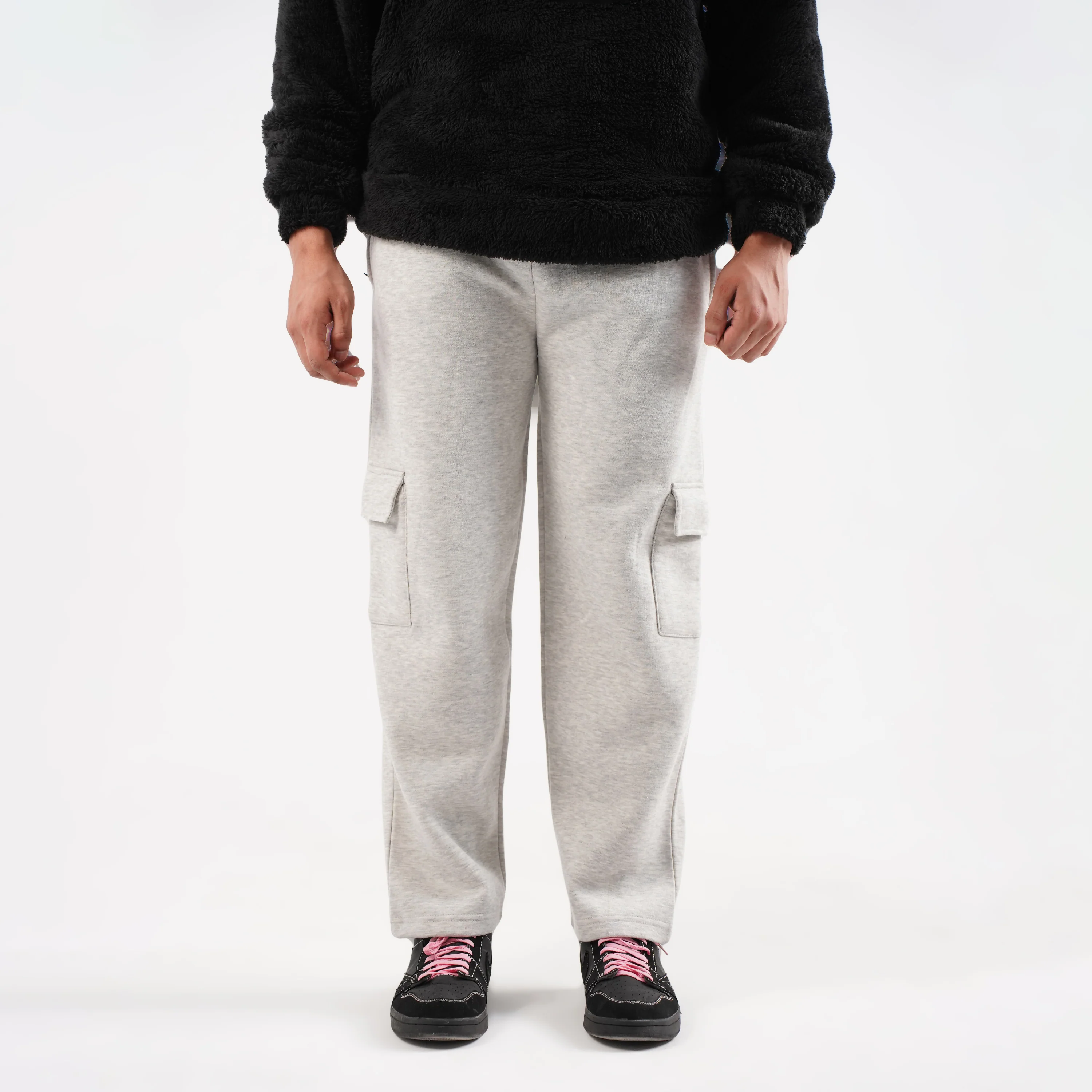 Grey Cargo Trousers (Fleece)
