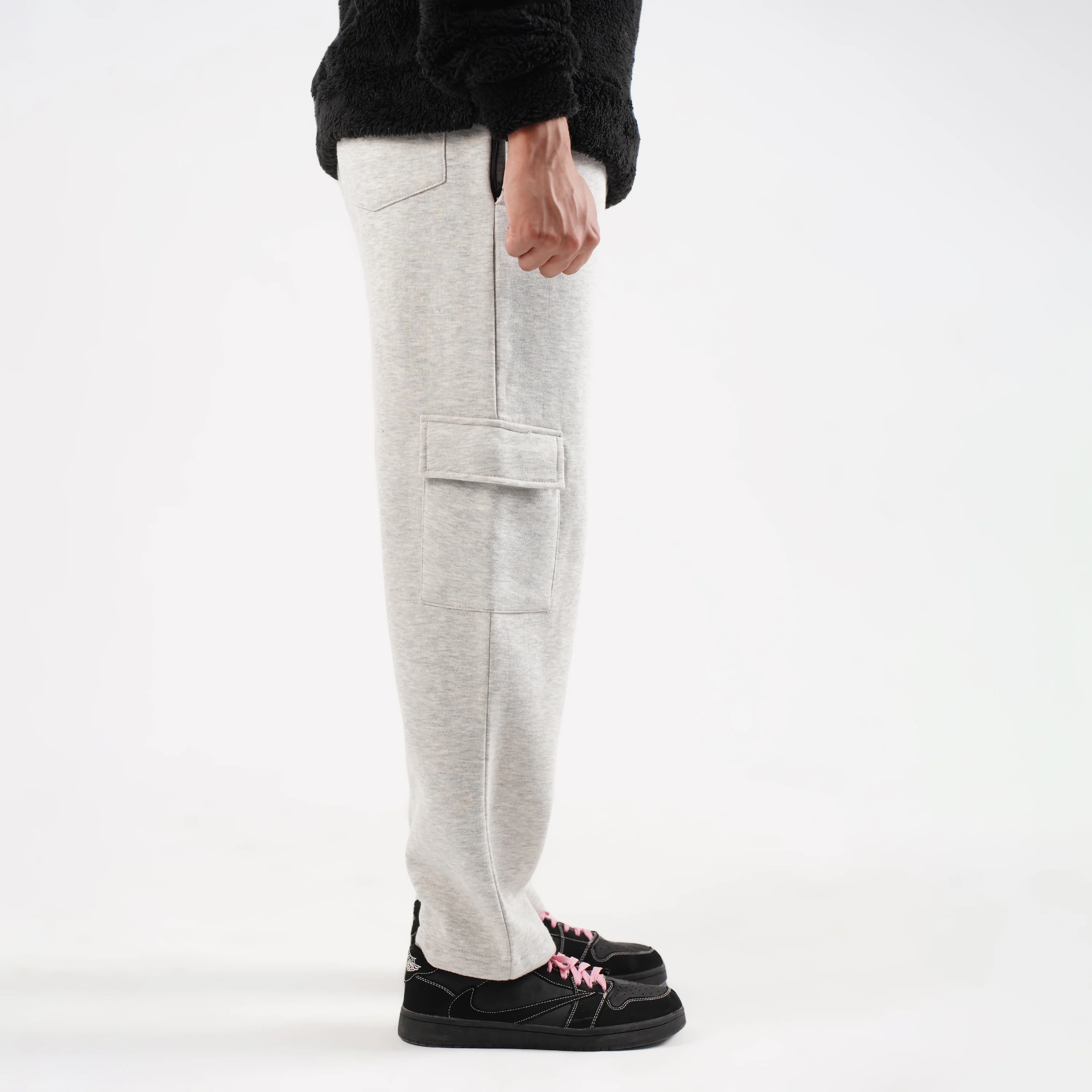 Grey Cargo Trousers (Fleece) - Image 3