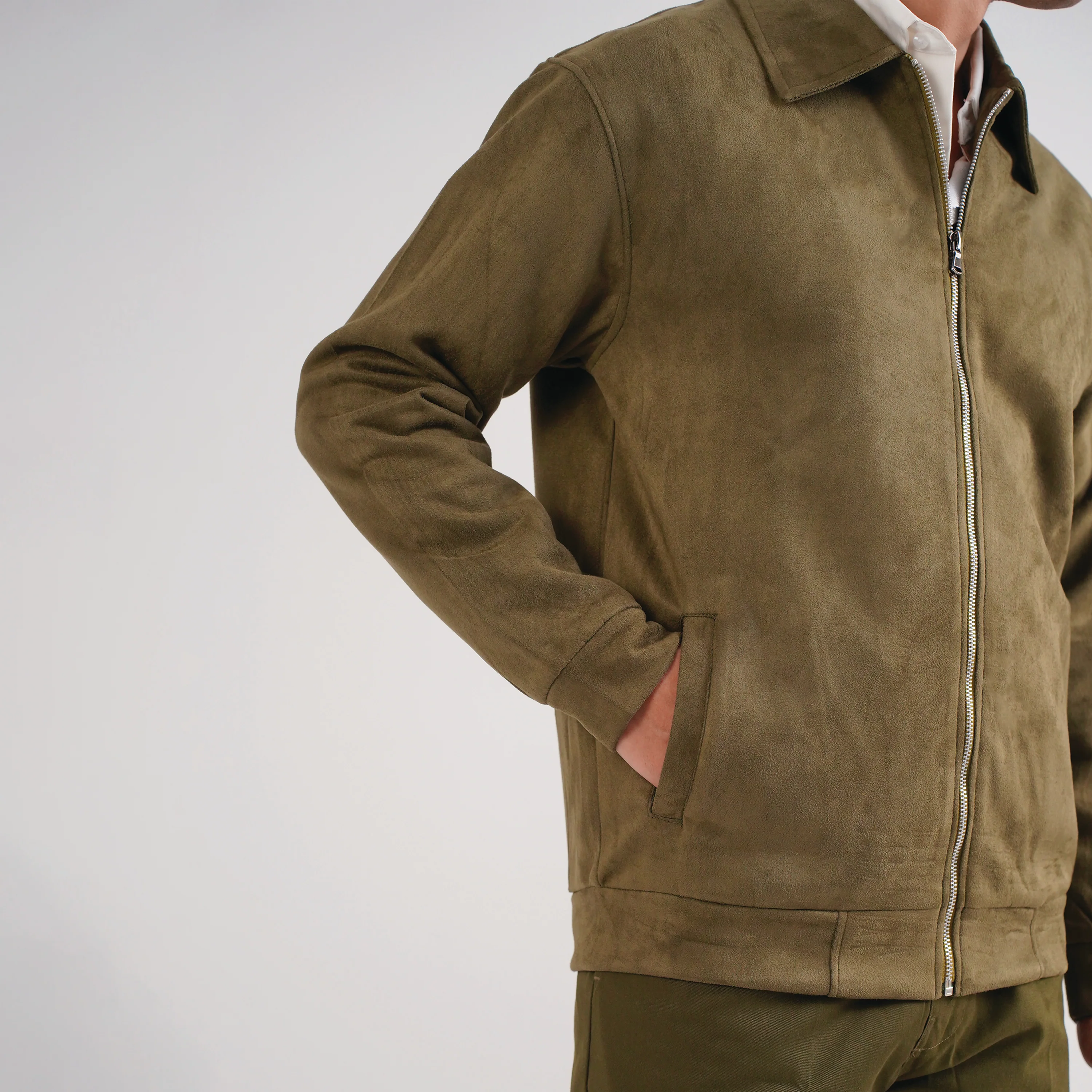 Olive Suede Jacket - Image 4